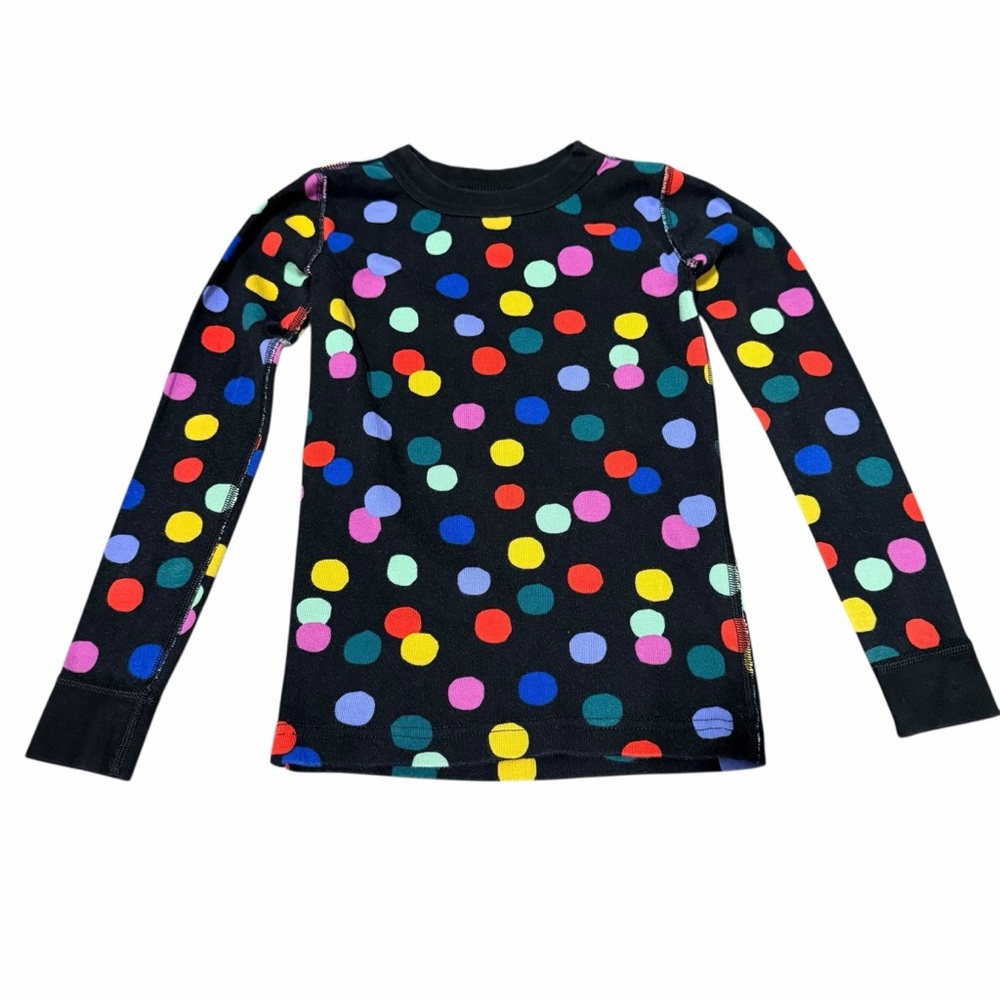 Hanna Andersson Youth Pajamas | Black with Multicolor Dots | Size 6-7 - Picture 2 of 8
